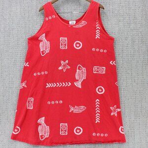 Vintage Jostar Tunic Dress Womens 2XL Red Sleeveless All Over Print Summer USA